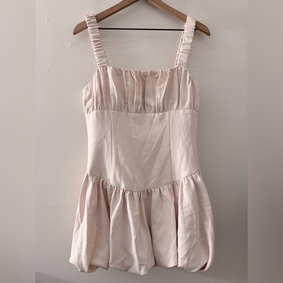 MORE TO COME cream Blair Mini Dress puff bubble skirt square neck M - Picture 3 of 8